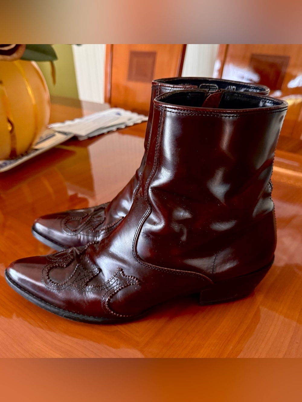 Vintage ACME Circle A Brazil Burgundy Leather Western Ankle Boots Mens 11D